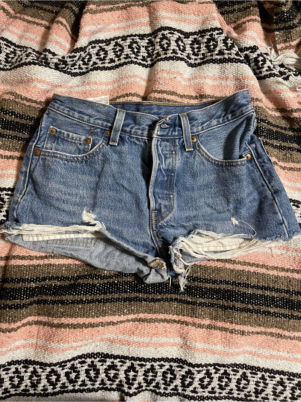 Levi's Light Blue Distressed Denim Cutoff Shorts